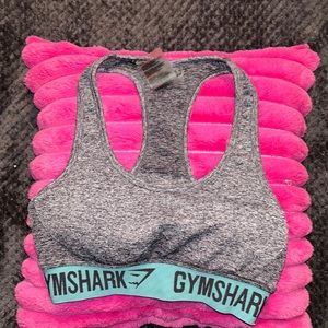 WOMENS GYMSHARK WORKOUT BRA, GRAY/TEAL SIZE MED NWOT MED SUPPORT